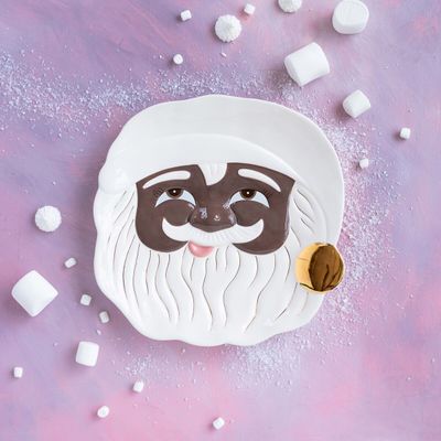 14" Black AA Papa Noel Cookie Platter Christmas Decor Glitterville *SHIPS WITHIN 10 DAYS* NEW 2025