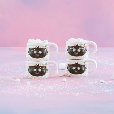 Black AA Mrs. Papa Noel Mug Set Of 4 Christmas Decor Glitterville *SHIPS WITHIN 10 DAYS* NEW 2025