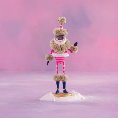 17" Black AA Hot Pink Papa Noel, Tabletop Christmas Decor Glitterville *SHIPS 10/2026* NEW 2025