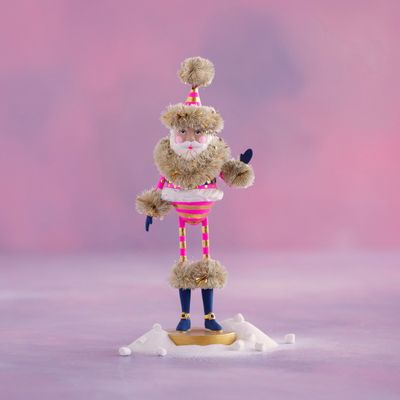 17" Brown AA Hot Pink Papa Noel, Tabletop Christmas Decor Glitterville *SHIPS 10/2026* NEW 2025