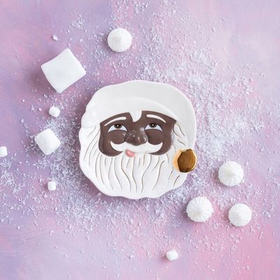 7" Black AA Papa Noel Plate Set Of 4Christmas Decor Glitterville *SHIPS WITHIN 10 DAYS* NEW 2025