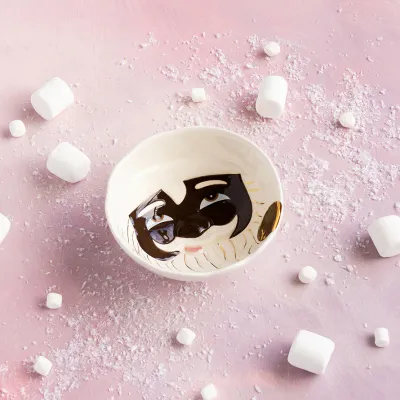 6" Black AA Papa Noel Bowls Set Of 4 Christmas Decor Glitterville *SHIPS WITHIN 10 DAYS* NEW 2025