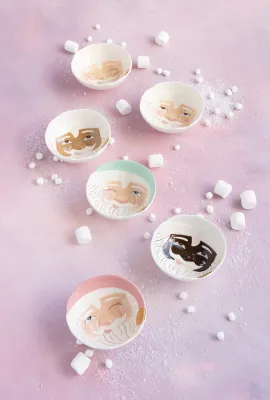 6" Brown AA Papa Noel Bowls Set Of 4 Christmas Decor Glitterville *SHIPS WITHIN 10 DAYS* NEW 2025