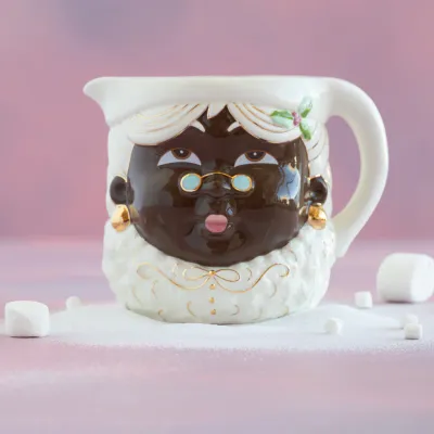 9.75" Black AA Mrs. Papa Noel Pitcher Christmas Decor Glitterville *SHIPS WITHIN 10 DAYS* NEW 2025