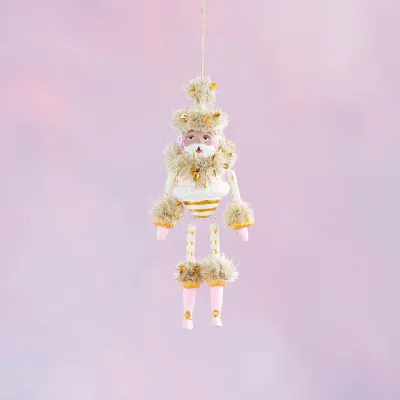 Brown AA Gold &amp; Blush Papa Noel Ornament Set Of 2 Christmas Decor Glitterville *SHIPS 10/2026* NEW 2025