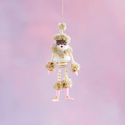 Black AA Gold &amp; Blush Papa Noel Ornament Set Of 2 Christmas Decor Glitterville *SHIPS 10/2026* NEW 2025