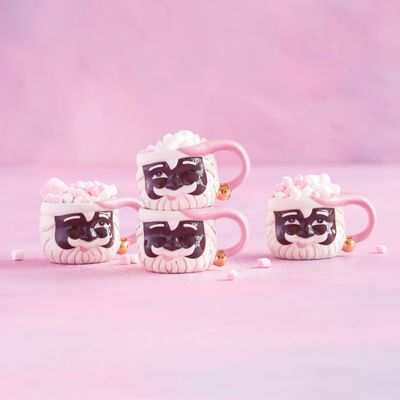 Black AA Papa Noel in Pink Mug Set Of 4 Christmas Decor Glitterville *SHIPS WITHIN 10 DAYS* NEW 2025