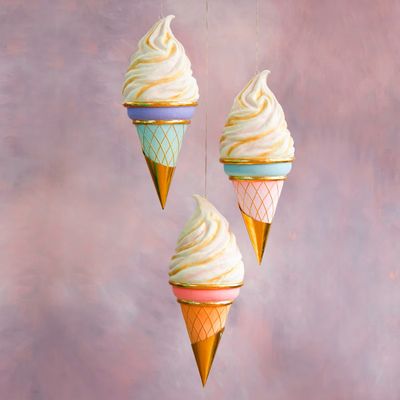 27" Ice Cream Cone Display Set Of 3 Christmas Decor Glitterville *SHIPS 10/2026* NEW 2025