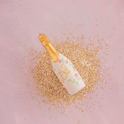 “I Do” Champagne Bottle Ornaments Set Of 2 Wedding Decor Glitterville *SHIPS 10/2026* NEW 2026