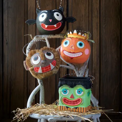 7.5" Big Boogey Buckets Set Of 4 Halloween Decor Glitterville *SHIPS 9/2026* NEW 2026