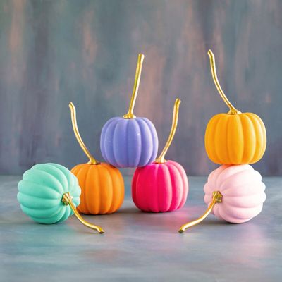 Medium Rainbow Pumpkin Set Of 6 Halloween Decor Glitterville *SHIPS WITHIN 10 DAYS* NEW 2026