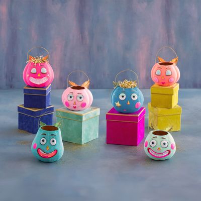 9.5" Pumpkin Pixie Bucket Set Of 6 Halloween Decor Glitterville *SHIPS 9/2026* NEW 2026