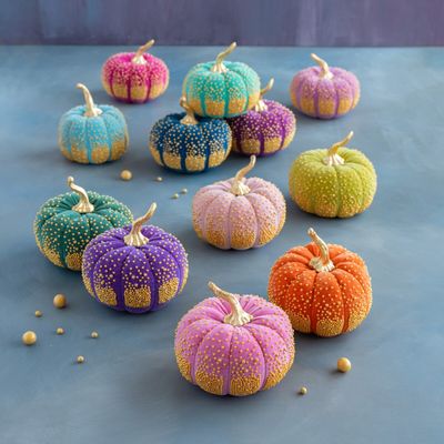 8" Luster Lux Velvet Pumpkin Set Of 12 Halloween Decor Glitterville *SHIPS 9/2026* NEW 2026