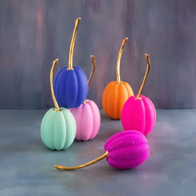 Large Rainbow Pumpkin Tall Set Of 6 Halloween Decor Glitterville *SHIPS 9/2026* NEW 2026