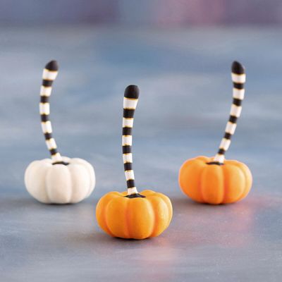 Small Orange &amp; Cream Pumpkin Set Of 3 Halloween Decor Glitterville *SHIPS 9/2026* NEW 2026