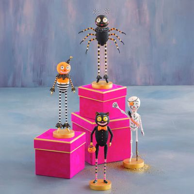 Cat, Pumpkin Man, Spider, Pirate, Tabletop Set Of 4 Halloween Decor Glitterville *SHIPS 9/2026* NEW 2026