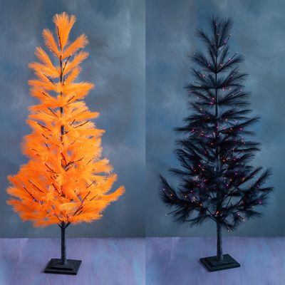 72" Large Halloween Fluffy Trees Set Of 2 Halloween Decor Glitterville *SHIPS WITHIN 10 DAYS* NEW 2026