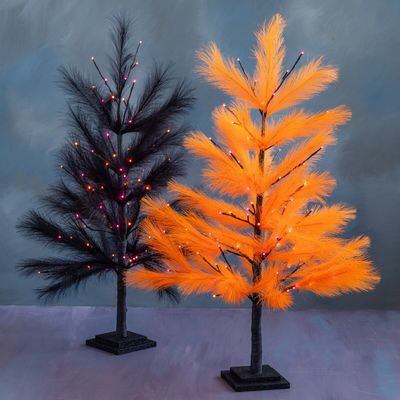 36" Small Halloween Fluffy Trees Set Of 2 Halloween Decor Glitterville *SHIPS WITHIN 10 DAYS* NEW 2026