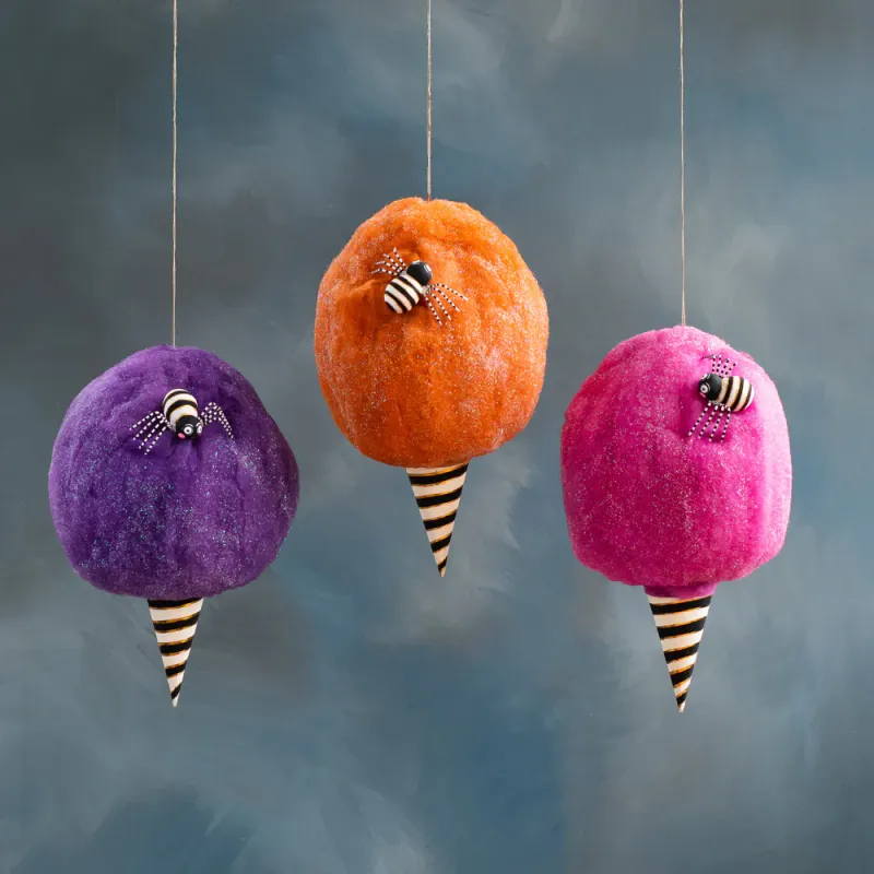 15" Sugary Spider Cotton Candy Set Of 3 Halloween Decor Glitterville NEW 2025