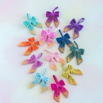 PRE-ORDER Lustre Lux Velvet Bows Set Of 12 Christmas Decor Glitterville *SHIPS 10/2026 NEW 2026