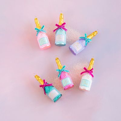 Cheers Champagne Ornaments Set Of 6 Christmas Decor Glitterville *SHIPS WITHIN 10 DAYS* NEW 2025