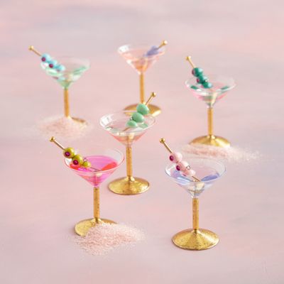 PRE-ORDER Twinkle-Tini Martini Ornaments Set Of 6 Christmas Decor Glitterville *SHIPS OCTOBER 2026* NEW 2026