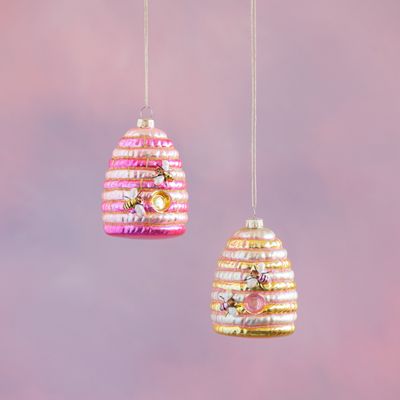 PRE-ORDER Honey Haute Hive Ornaments Set Of 2 Christmas Decor Glitterville *SHIPS OCTOBER 2026* NEW 2026