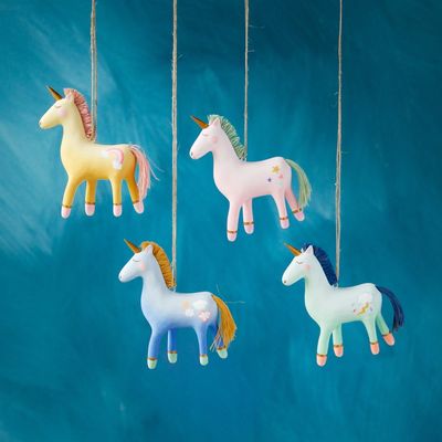 PRE-ORDER Unicorn Friends Ornaments Set Of 4 Christmas Decor Glitterville *SHIPS 10/2026* NEW 2026