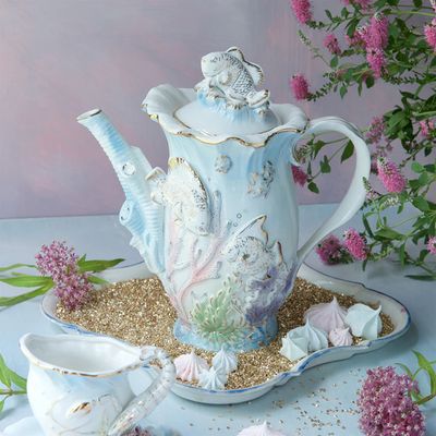 10.5 Porcelain Sea Pot Christmas Decor Glitterville *SHIPS WITHIN 10 DAYS* NEW 2025