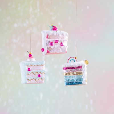 PRE-ORDER Slice of Sweet Cake Ornaments Set Of 6 Christmas Decor Glitterville *SHIPS 10/2026* NEW 2025