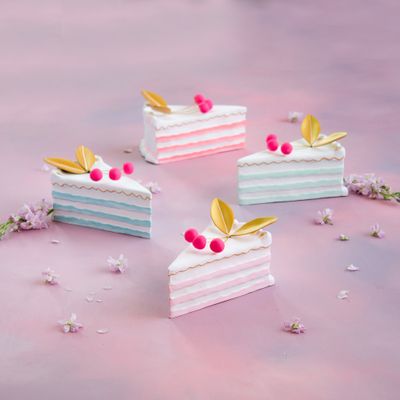 French Cake Slice Set Of 4 Christmas Decor Glitterville *SHIPS WITHIN 10 DAYS* NEW 2025