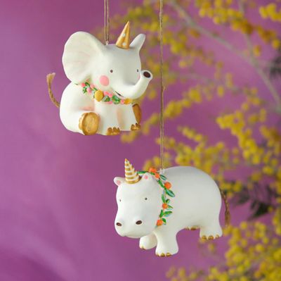 Pongo the Hippo &amp; Bongo The Elephant Ornaments Set Of 2 Christmas Decor Glitterville *SHIPS WITHIN 10 DAYS* NEW 2025