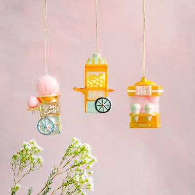 Snowcone, Cotton Candy, Popcorn Machine Ornaments Set Of 3 Christmas Decor Glitterville *SHIPS WITHIN 10 DAYS* NEW 2025