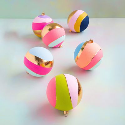 12" Large Color Couture Stripe Ball Display Set Of 6 Christmas Decor Glitterville *SHIPS WITHIN 10 DAYS* NEW 2025