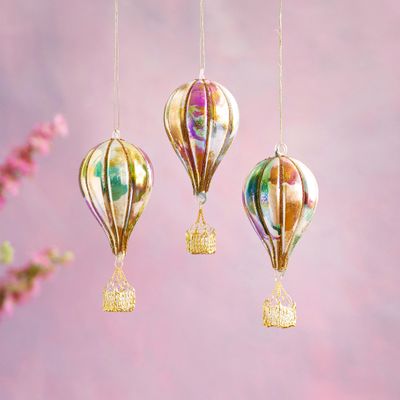 Color Couture Hot Air Balloon Ornament Set Of 6 Christmas Decor Glitterville *SHIPS WITHIN 10 DAYS* NEW 2025