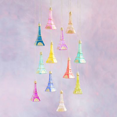 Rainbow Eiffel Tower Ornaments Set Of 12 Christmas Decor Glitterville *SHIPS WITHIN 10 DAYS* NEW 2025