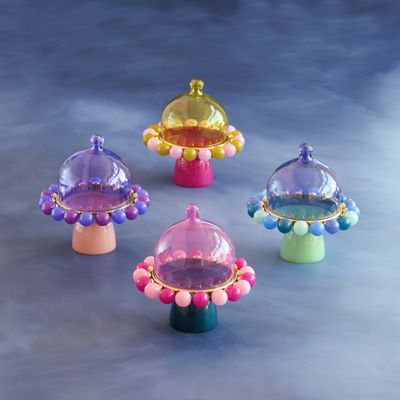 PRE-ORDER Small Ballerina Cake Stands Wtih Dome Set Of 4 Christmas Decor Glitterville *SHIPS 10/2026* NEW 2025