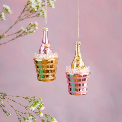 PRE-ORDER Champagne Bucket Ornaments Set Of 4 Christmas Decor Glitterville *SHIPS 10/2026* NEW 2026
