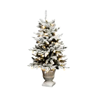 Led Flocked Tree In White Urn Christmas Decor *SHIPS WITHIN 10 DAYS* NEW 2024