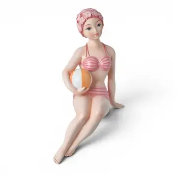 PRE-ORDER 15" Retro Beach Lady Sitter With Beach Ball Summer Decor *SHIPS 2/2027* NEW 2027