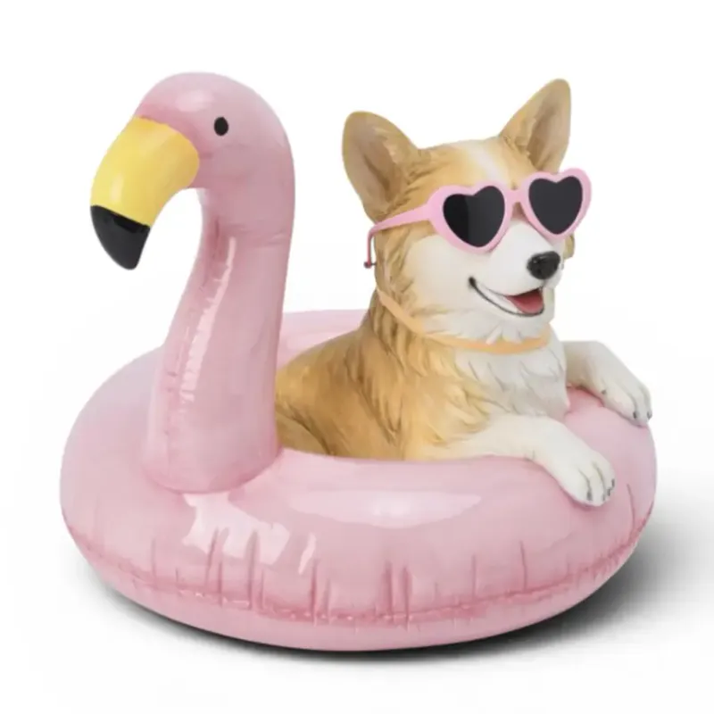 PRE-ORDER 10" Corgi In Flamingo Float Summer Decor *SHIPS 2/2027* NEW 2027