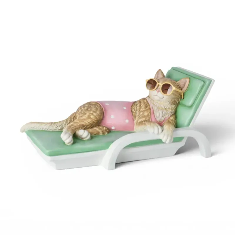 PRE-ORDER Cat On Lounge Chair Summer Decor *SHIPS 2/2027* NEW 2027