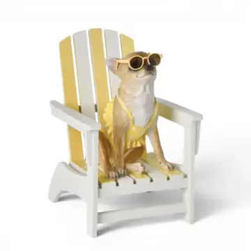 PRE-ORDER 12" Yellow Beach Chair With Dog Summer Decor *SHIPS 2/2027* NEW 2027