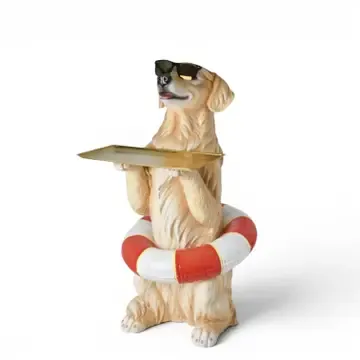 PRE-ORDER 30" Golden Retriever With Serving Tray Summer Decor *SHIPS 2/2027* NEW 2027