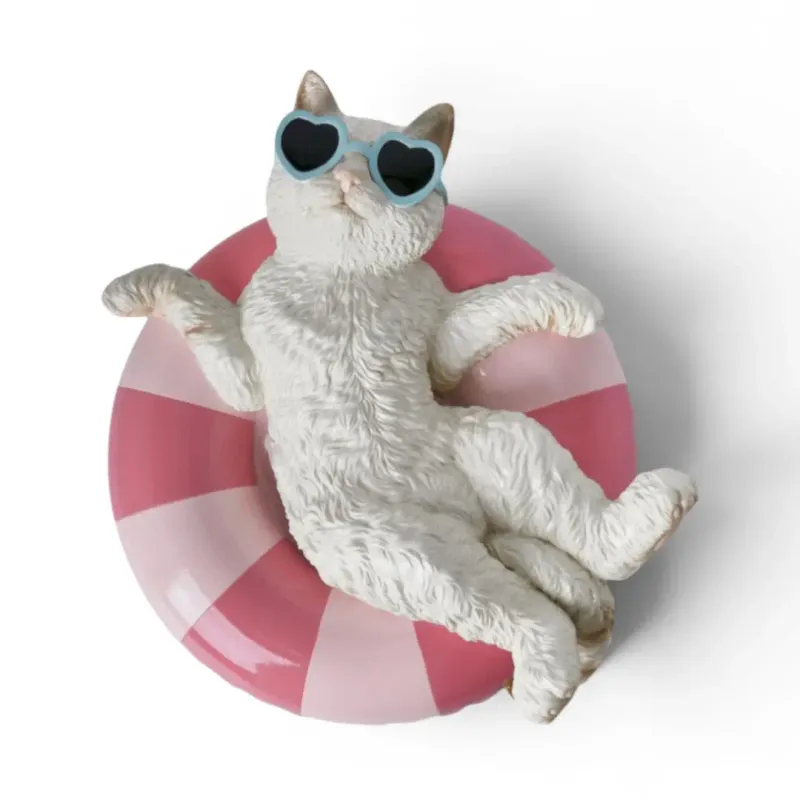 PRE-ORDER 6.5" Cat In Pool Float Summer Decor *SHIPS 2/2027* NEW 2027