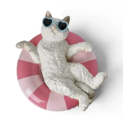 PRE-ORDER 6.5" Cat In Pool Float Summer Decor *SHIPS 2/2027* NEW 2027