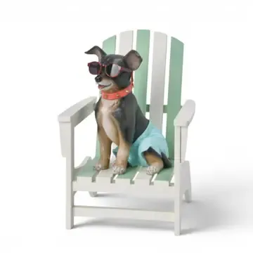 PRE-ORDER 12" Green Beach Chair With Dog Summer Decor *SHIPS 2/2027* NEW 2027