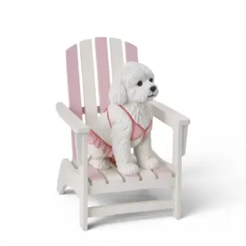 PRE-ORDER 12" Pink Beach Chair With Dog Summer Decor *SHIPS 2/2027* NEW 2027