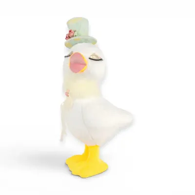 PRE-ORDER 24" White Duckie With Green Hat Easter Decor *SHIPS 2/2027* NEW 2027