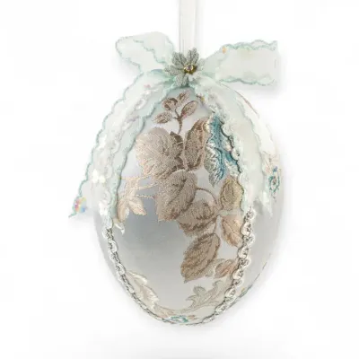 PRE-ORDER 6.25" Fancy Blue Egg Ornament Set Of 2 Easter Decor *SHIPS 2/2027* NEW 2027